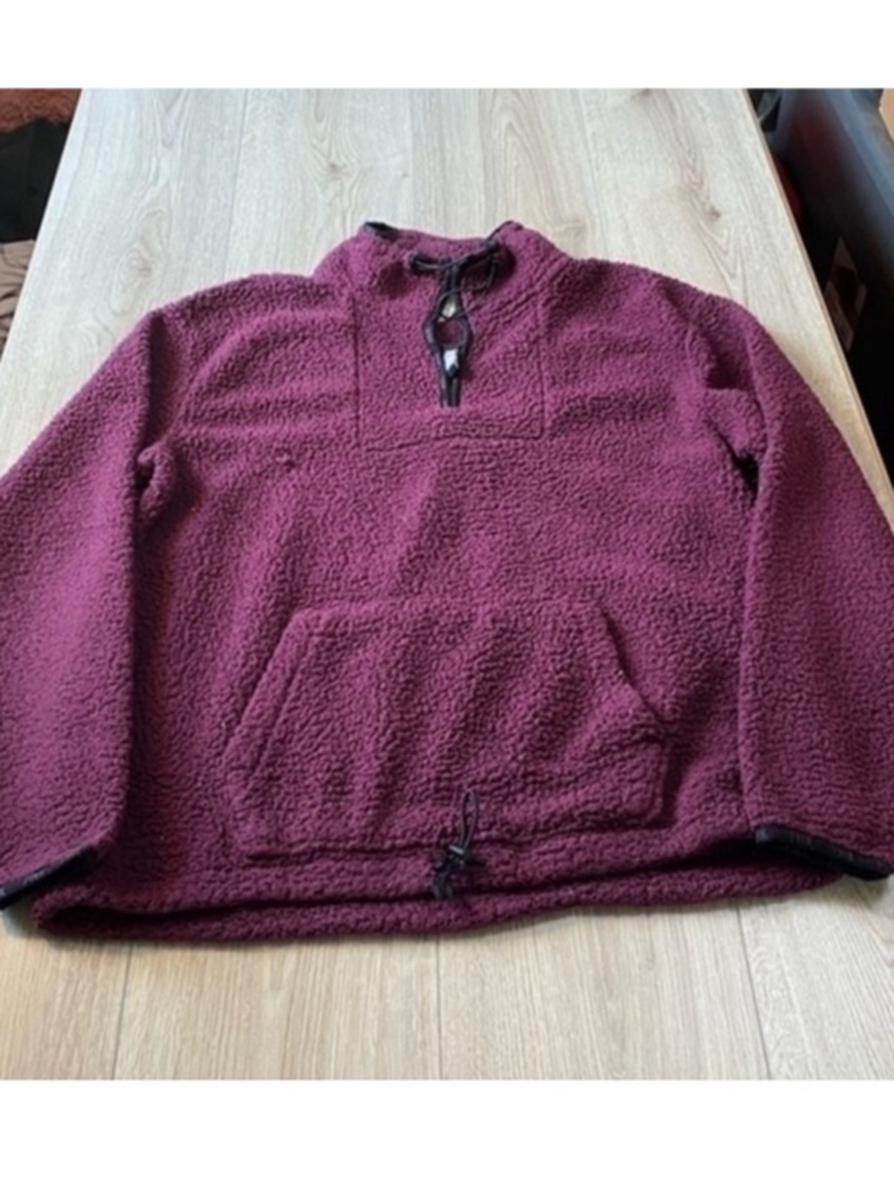 PINK Victoria's Secret Burgundy Plush Quarter-Zip Pullover Hoodie